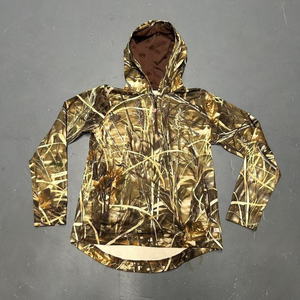Vintage y2k Women's real tree mossy oak camo all over print quarter zip hoodie